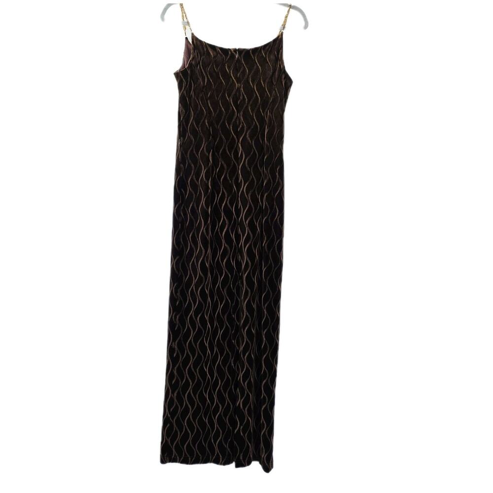 SCOTT MCCLINTOCK Brown Long Stretchy Velvet Formal Dress Size 6 Y2K Beaded Strap - Picture 10 of 13